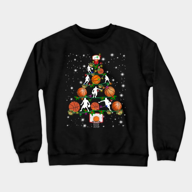 Basketball Christmas Tree Costume Gift Crewneck Sweatshirt by Ohooha